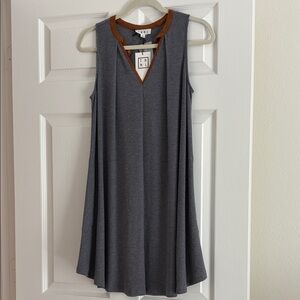 THML Gray Knit Top with Tan Accents